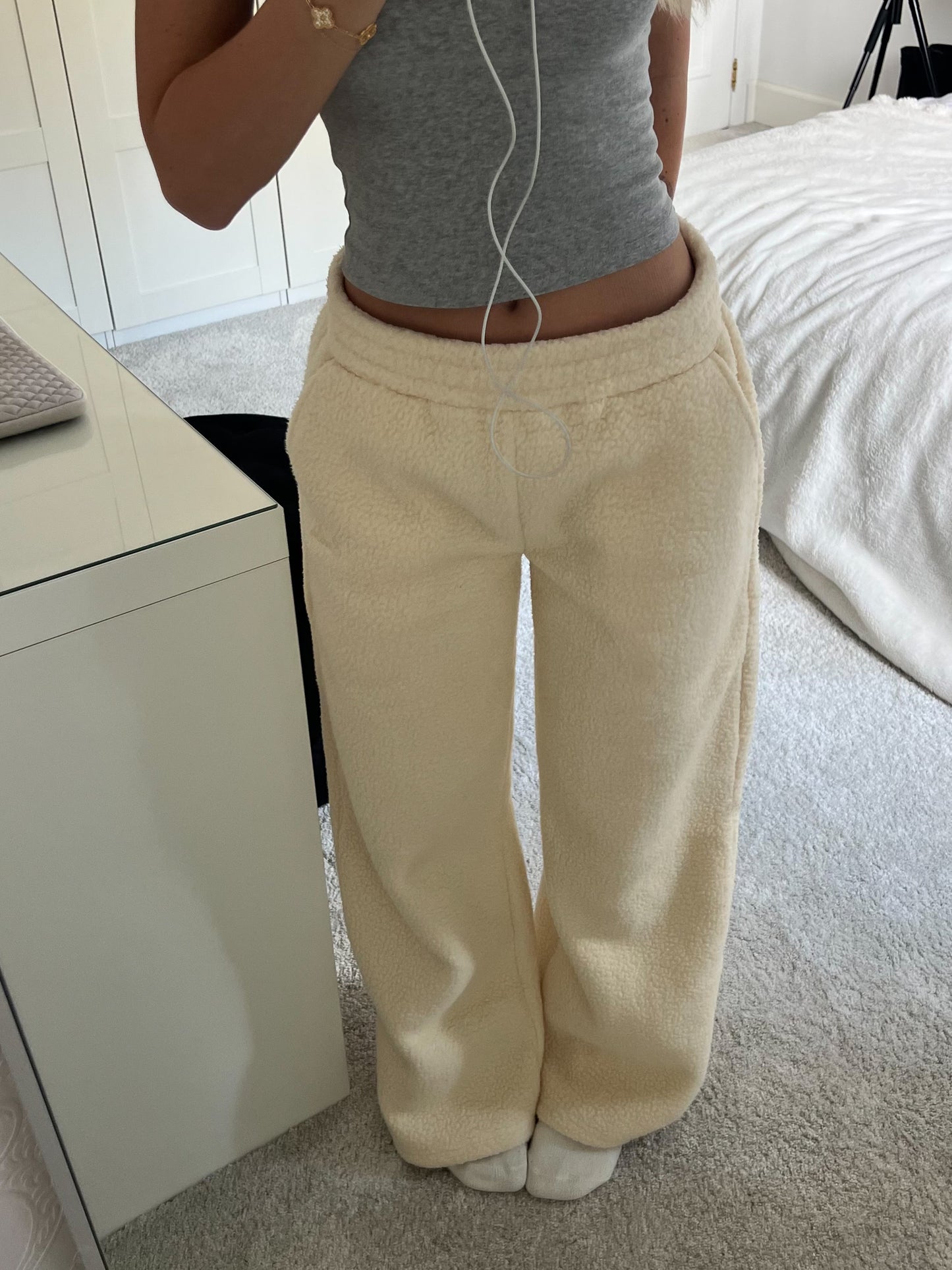 Teddy Fleece Pants in Butter Milk
